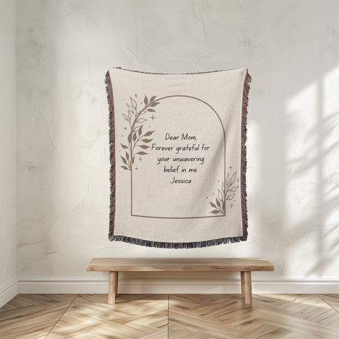 Personalized Woven Throw Blanket For Mom With Custom Message