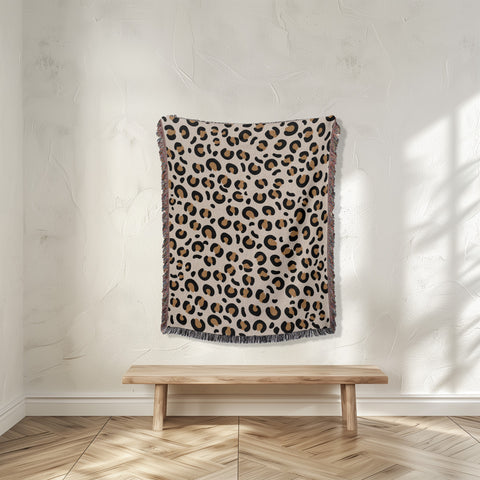 Leopard Print Blanket, Western Woven Throw, Woven Throw Blanket, Dorm Room Decor, Eclectic Unique Glam