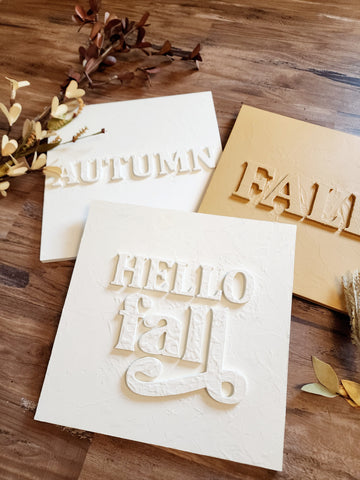 hello fall texture sign