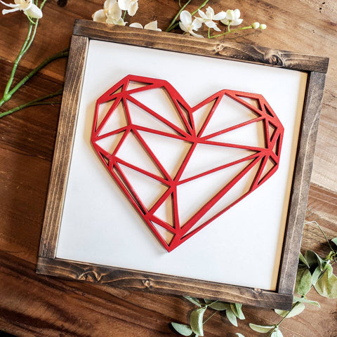 Wood Heart Framed Sign For Valentines Day