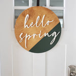 Hello Spring Wood Door Hanger