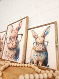Easter Decor, Easter Bunny Decor, Easter Sign, Bunny With Glasses, Spring Decor, Farmhouse Decor, Framed Canvas Sign, Cute Bunny Sign