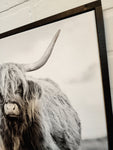 Highland Cow Print, Boho Wall Decor, Framed Canvas Print, Southwestern Decor, Highland Cow Decor, Canvas Wall Art, Modern Farmhouse Decor