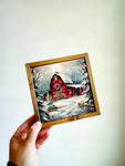 Red Christmas Barn, Small Framed Christmas Sign, Christmas Art, Rustic Christmas Decor, Red Christmas Decor, Framed Wood Sign, Handmade