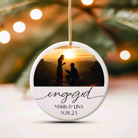 Engaged Christmas Ornament, We're Engaged Christmas Ornament, Engaged Ornament, Engagement Gift, Photo Ornament, Our First Christmas