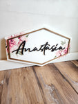 Nursery Name Sign For Girl, Wooden Name Sign, Baby Shower Gift, Floral Nursery Decor, Peony Nursery, Wood Name Signs, Girl Nursery Decor
