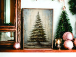Vintage Evergreen Tree Print, Framed Canvas Print, Christmas Wall Art, Christmas Mantel Decor, Christmas Sign, Framed Art, Winter Landscape