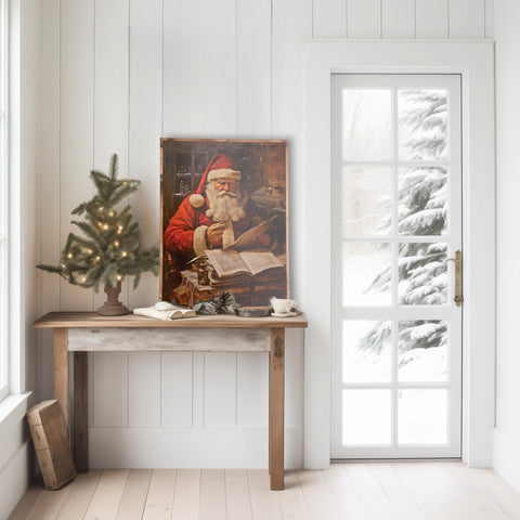 Vintage Santa Print, Santa Canvas, Framed Canvas Print, Christmas Wall Art, Christmas Mantel Decor, Christmas Sign, Framed Art,